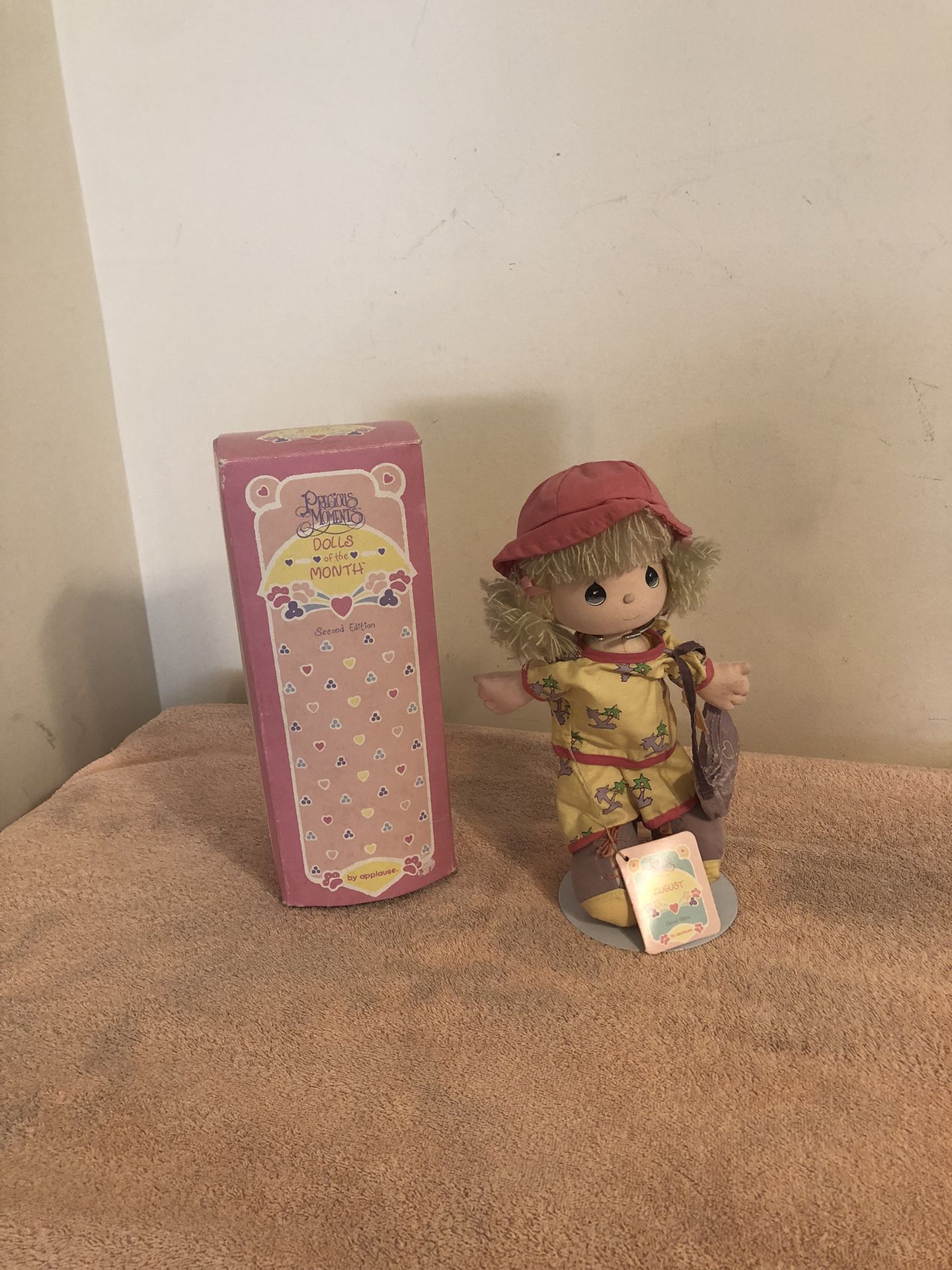 Vintage 1988 Applause Precious Moments Doll Of The Month August With Stand NWT