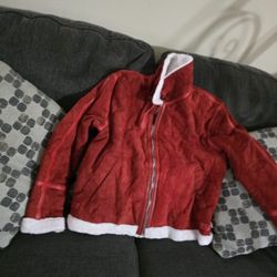 Reynolds Ryan Christmas Spirited Movie Suede Leather Jacket - Red Sherpa Fur Outerwear - Santa Claus Cosplay Costume