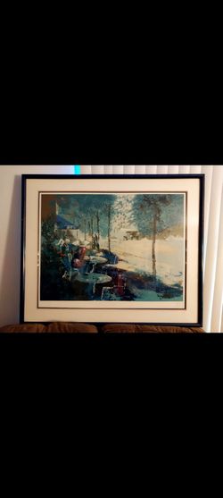 Rare-Vintage Authentic Mark King "LaTerasse-Limited Edition Serigraph#301/325-Beautifully Framed