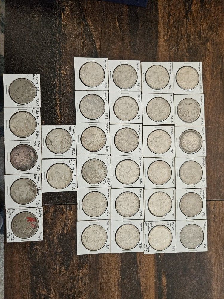 Morgan Silver Dollars And Peace Dollars