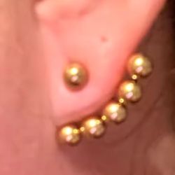 Gold Stainless Steel Beaded Stud Earrings - Waterproof