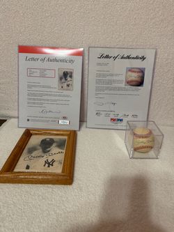 Mickey Mantel Signed Baseball with Mickey Mantel Photos with CERTIFICATE OF AUTHENTICITY from PSA