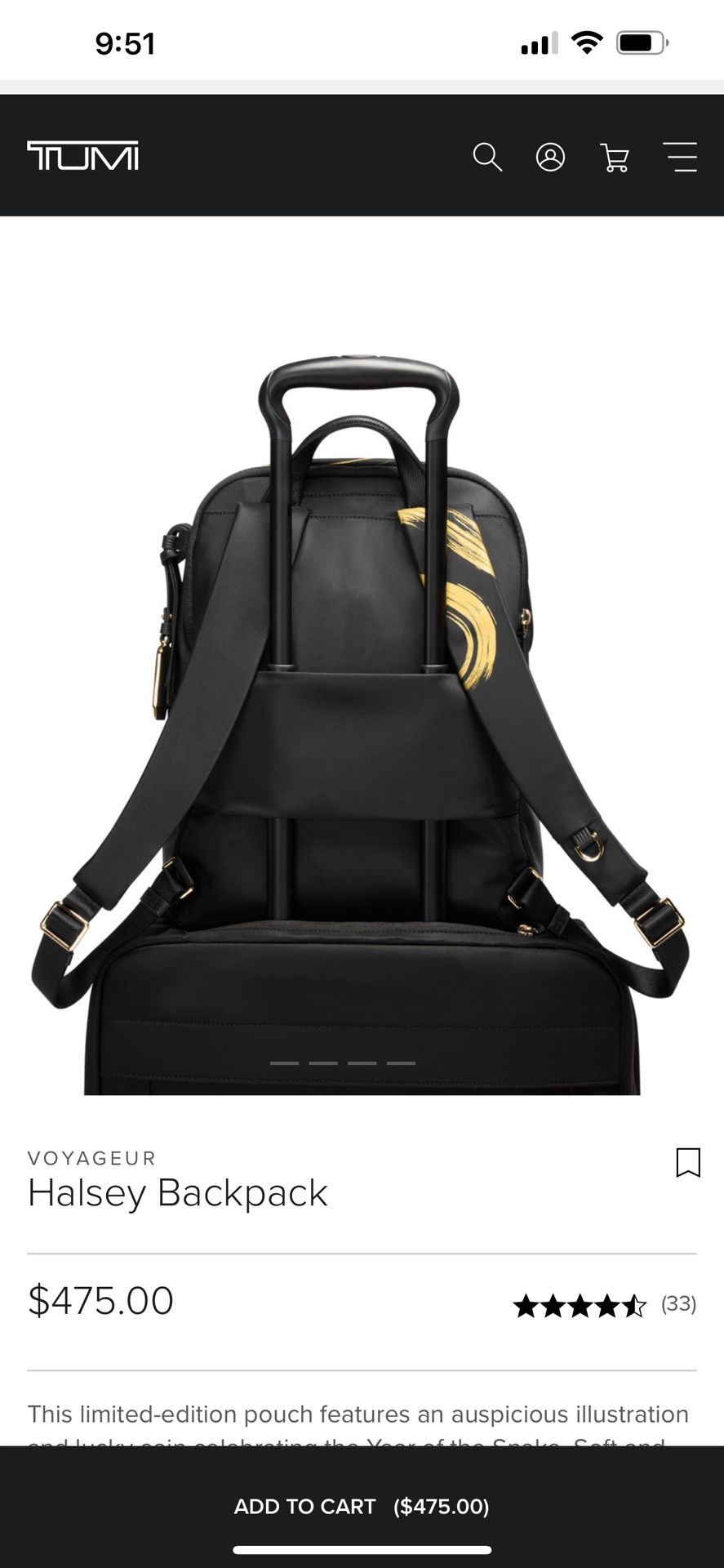 TUMI VOYAGEUR Halsey Backpack Black Year of the Snake  display picture 3