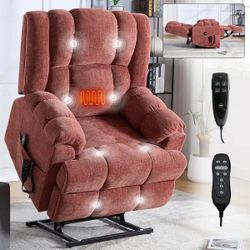 Chino -Heavy Duty Power Lift Recliner Chair with Dual Motor, Heat & Massage Functions, Infinite Position Electric Reclining Sofa