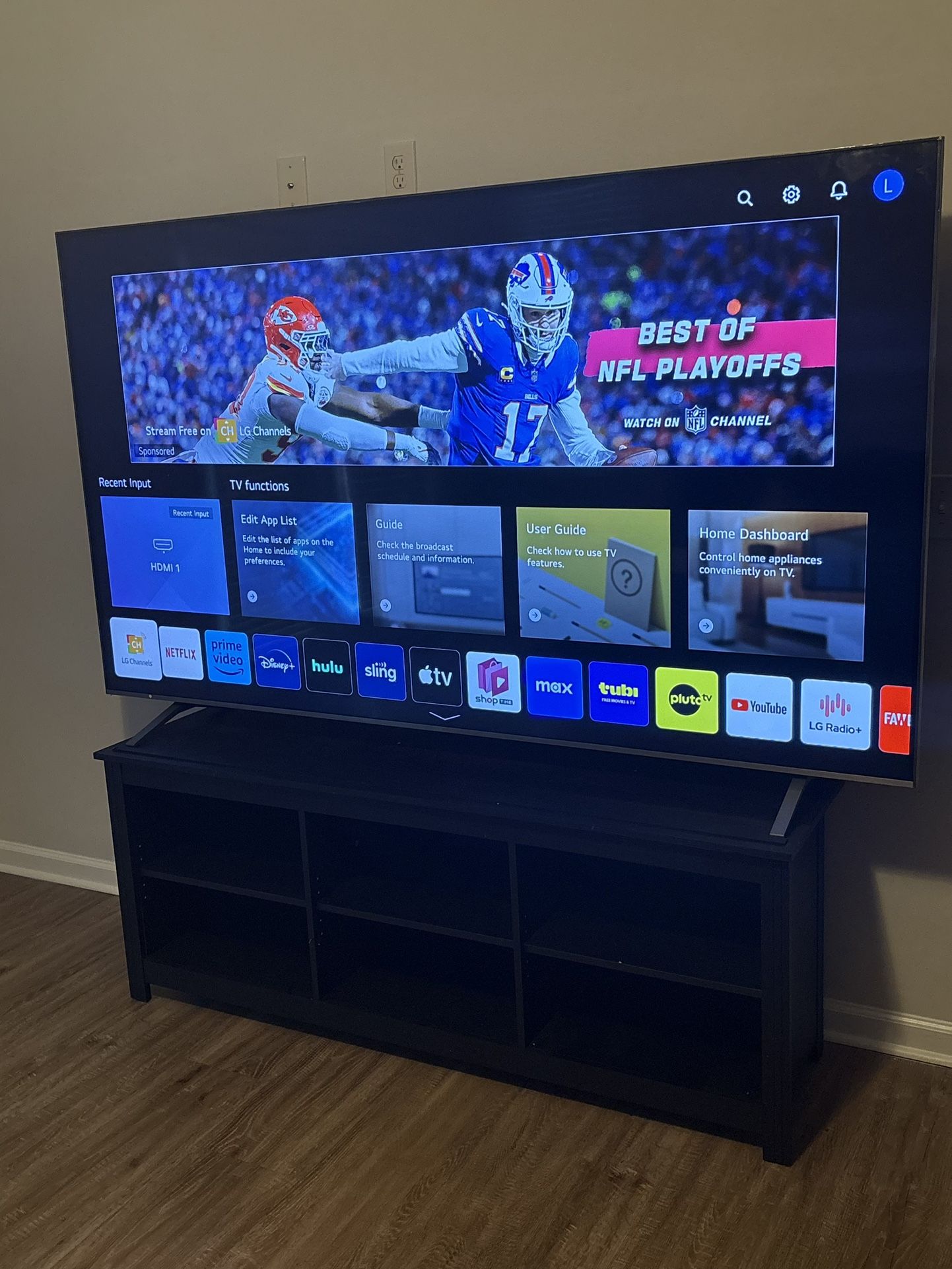86’ Lg Tv With Black Stand