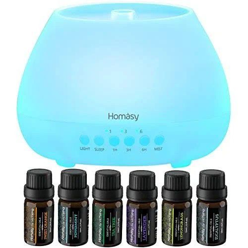 Homasy HM609A 500ml Aroma Diffuser for Essential Oils with 8 Color Mood Lights
