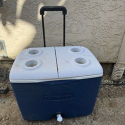 Nice Rubber Maid Cooler, With Camping Supplies ; Just Needs Wipe Down 
