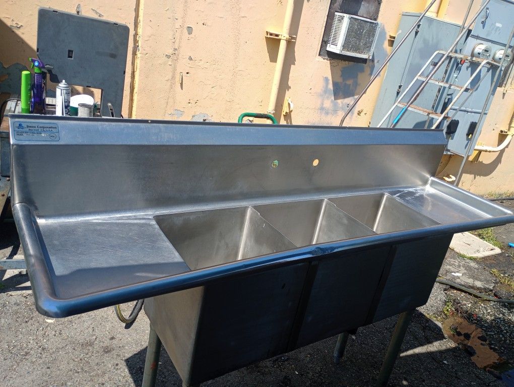 Commercial 3 Sink Stainless Steel