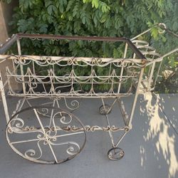 Antique Metal Wine Bottle Cart
