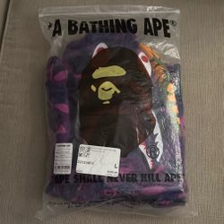 Purple Camo Bape Zip up Hoodie L