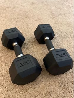 25 LB CAP Rubber Coated Dumbell Weights