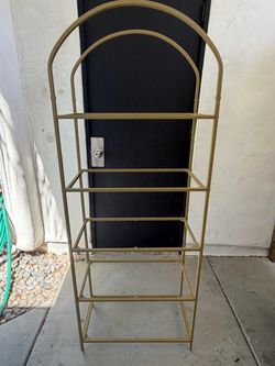 Gold shelving unit with glass shelves VERY GOOD CONDITION