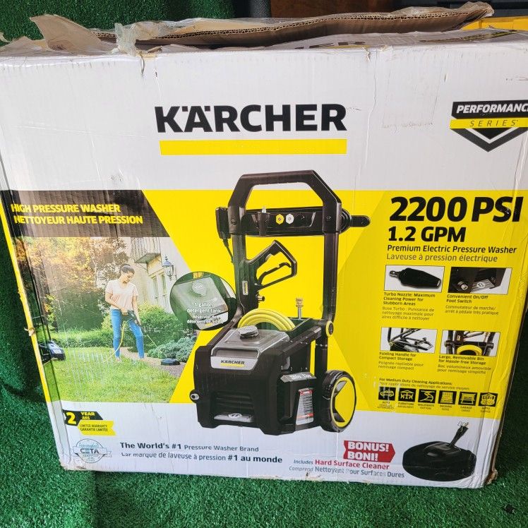 Karcher 2200 PSI 1.2 GPM Electric Power Pressure Washer with Turbo, 15-Degree, 40-Degree and Soap Nozzles