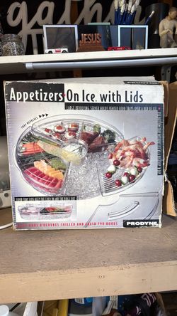 Prodyne Appetizers On Ice Revolving Serving Tray with Lids
