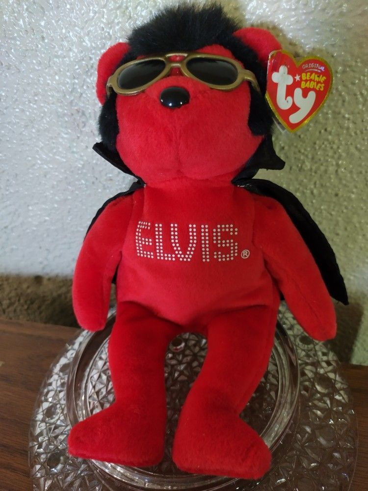 Ty Beanie Babies - Shake Rattle And Beanie The Red Elvis Presley BearĀ