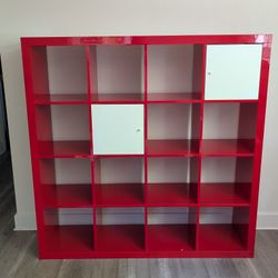 IKEA. Expedit Gloss Red 4x4 Self With Inserts