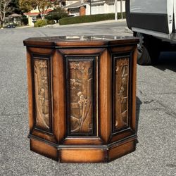 Hand carved japanese wooden antique side table