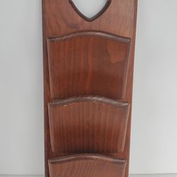 Vtg Solid Wood Heart Cutout Letter Mail Shelf Caddy Farmhouse Wall Organizer Key Holder 

