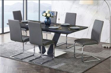 Modern Gray Dining Table and Chair Set New in Box