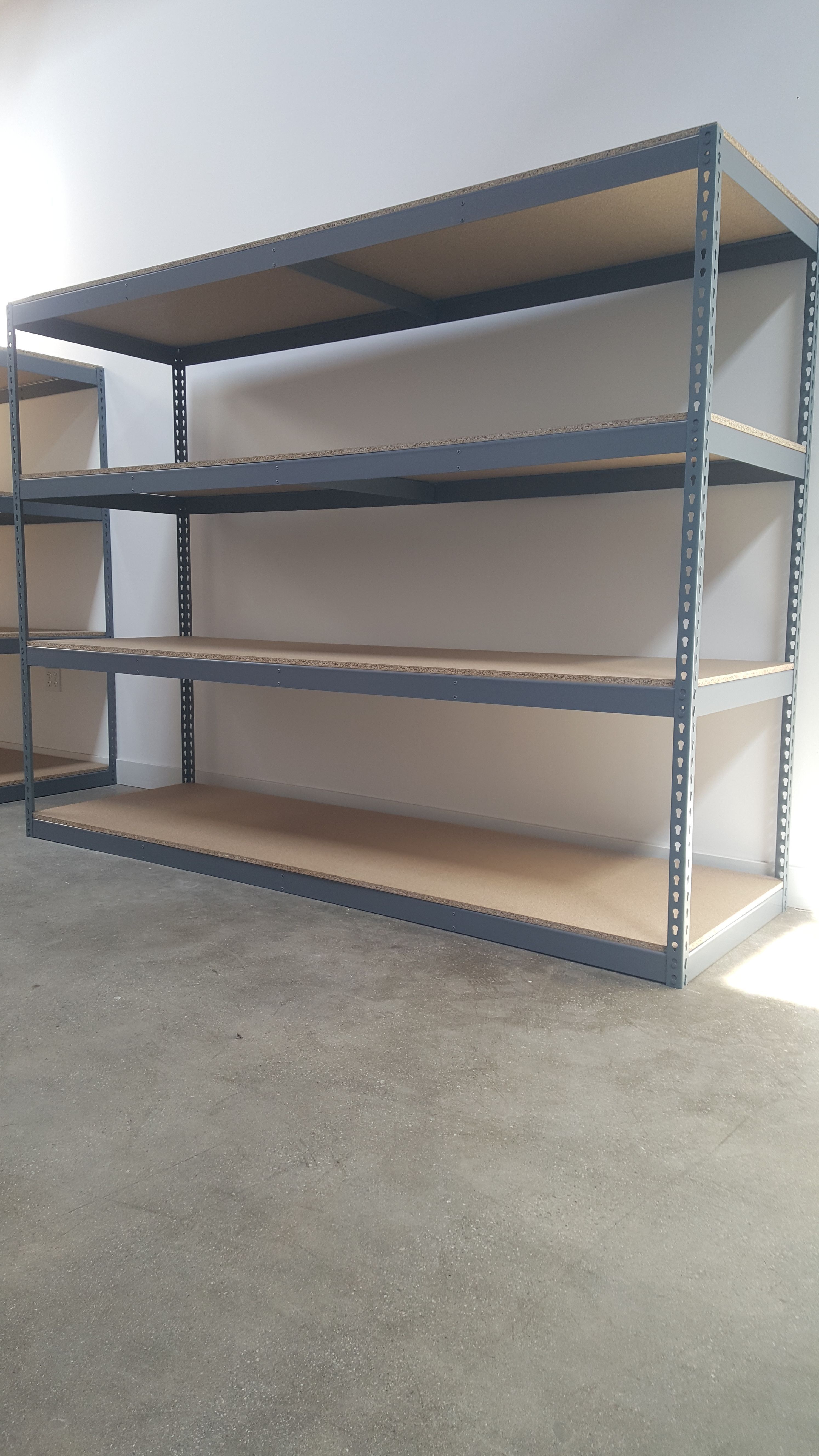 Warehouse 4 Tier Shelving 96 in W x 36 in D Heavy Duty Storage Rack Similar to Uline Stronger Than Homedepot Lowes And Costco Delivery Available