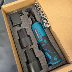 New Cordless Ratchet for mechanic DIY repair 12v rechargable 40lb torque + 2 battery