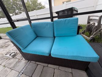 Outdoor set , Red umbrella and gas fireplace included