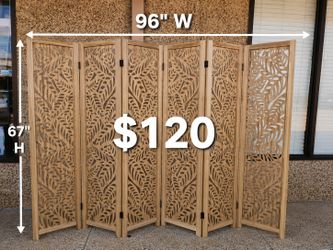 6 panels wood room dividers (96"W×67"H).