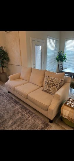 Cream 3-Seat Upholstered Sofa