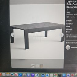 LayinSun Aluminum Outdoor Patio Coffee Table Modern Rectangle All