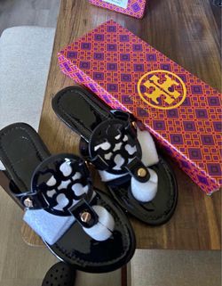 Tory Burch Miller Sandals Black Patent