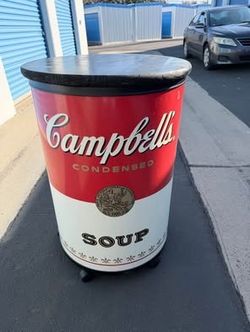 Large Campbell's Soup Store Display, Andy Warhol Design Possible Ice Chest RARE
