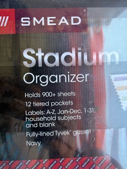 Smead Stadium Organizer - New ( 12 Tiered Pockets )  Labels A-Z Jan-Dec 1-31 ( Navy )