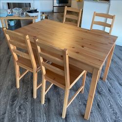 Ikea jokkmokk Dining table 47" with 4 chairs