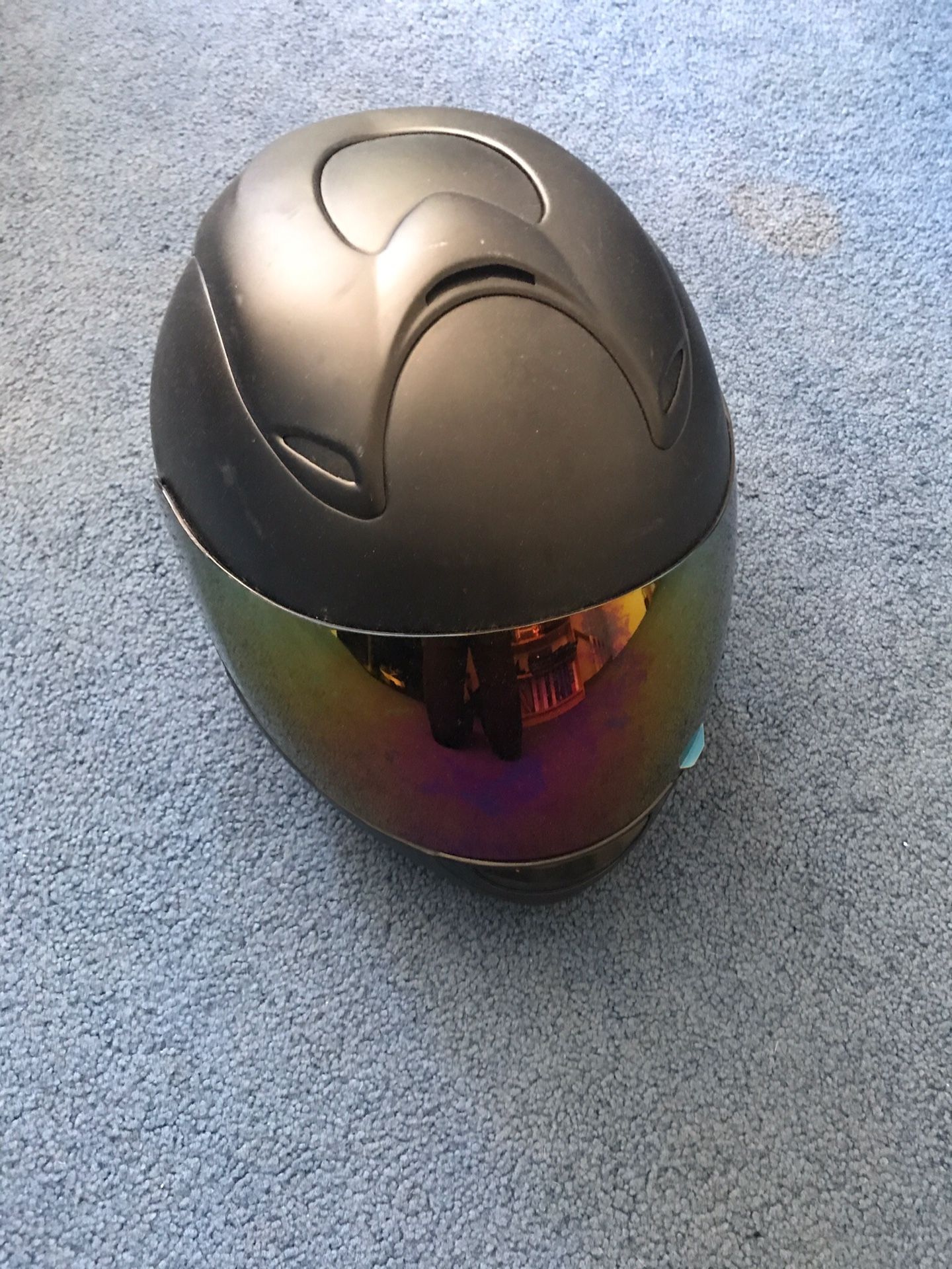 Motorcycle Helmet with Rainbow Visor Size Medium $20