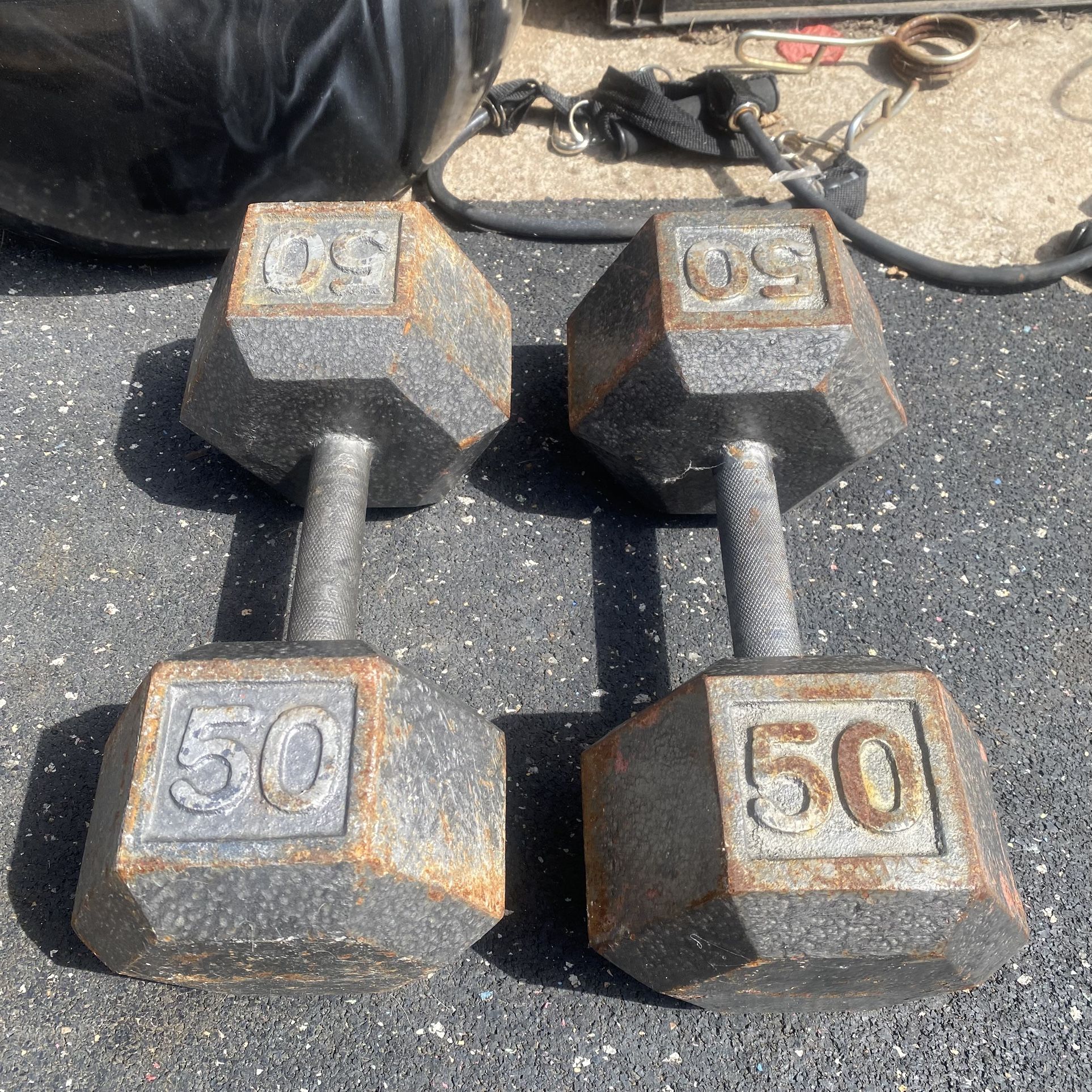 2-50lb Hex Dumbbells
