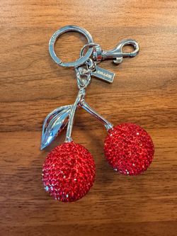 Coach Cherry Crystal Keychain Bag Charm