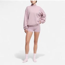 Skims Cotton Fleece Mock Neck Pullover 