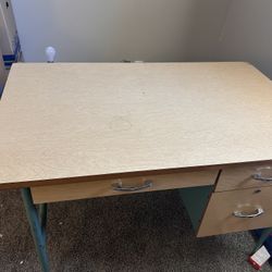 Solid Wood Desk - Colorful Accents