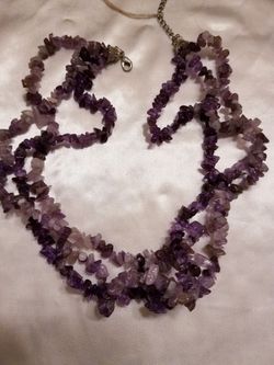 Natural amethyst chip multi-strand necklace