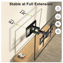 Full Motion TV Wall Mount for 47-90 inch TVs Swivels Tilts Extension Rotation Holds up to 132lbs Max VESA 600x400mm, Fit 16" Wood Stud
