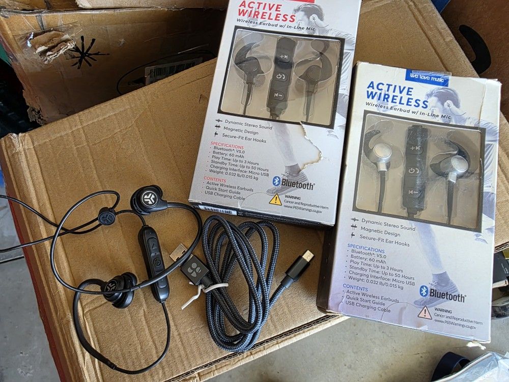 (3) Bluetooth Ear Piece Buds Headphones Rechargeable