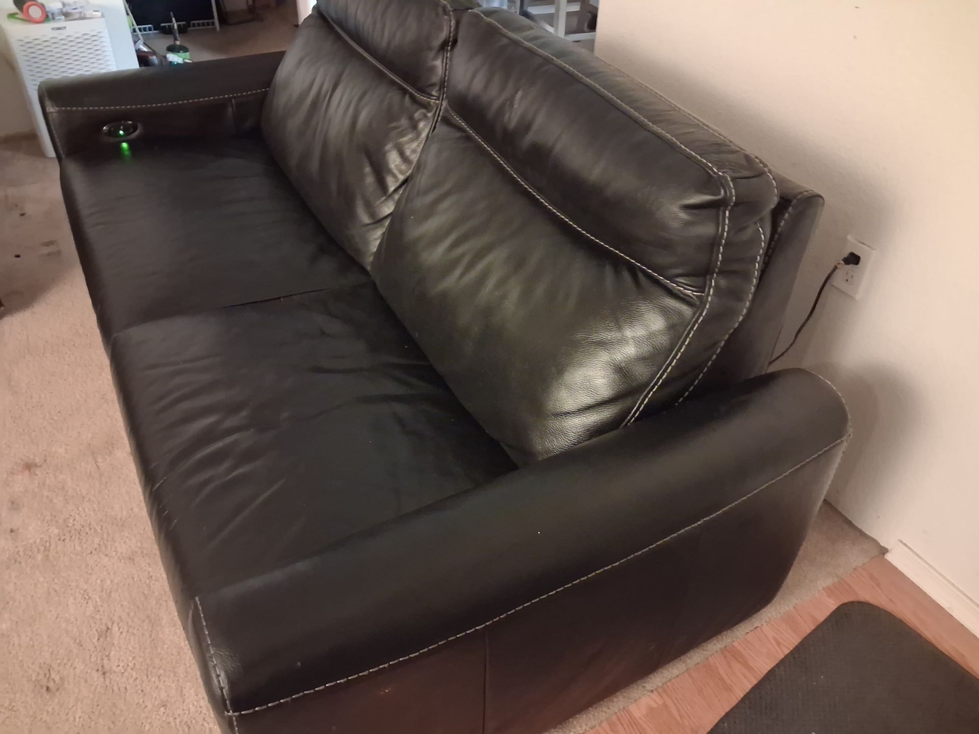 Black leather sofa