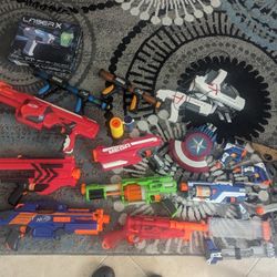 Nerf Guns Lot Plus Laser X & Other Misc Guns