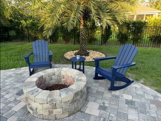 Polywood Nautical Adirondack Rocking Chair Set