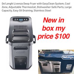 New open box De’Longhi Livenza Deep Fryer with EasyClean System, Cool Zone, Adjustable Thermostat, Dishwasher-Safe Parts, Large Capacity, Easy Oil Dra
