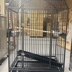 XX-Large 36” x 24”x 68”H Open Play Top Parrot Bird Cage With Rolling Wheel 