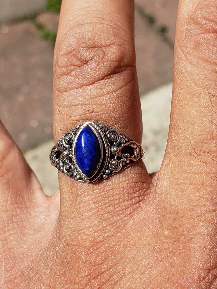 Sterling Silver Lapiz Lazuli Ring Size 8