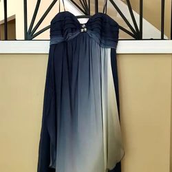 New Elegant Blue Silk Dress