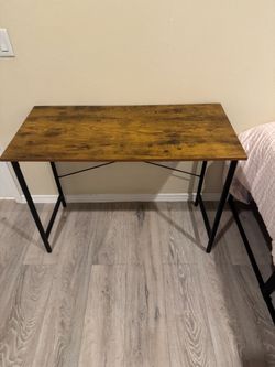 Rustic Wood-look and Metal Writing Desk