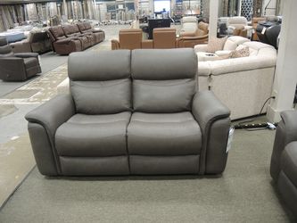 Leather Power Reclining Loveseat - Gray | Small Sofa | Two-Seat Couch